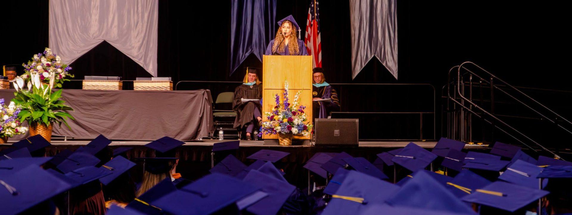 Graduation speaker at graduation.